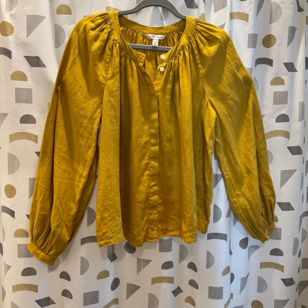 BANANA REPUBLIC Mustard Yellow 100% Linen Women's Top